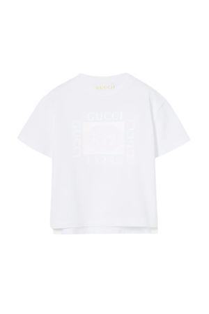 T-shirt neonato in cotone con stampa GUCCI KIDS | 855540XJHO79053